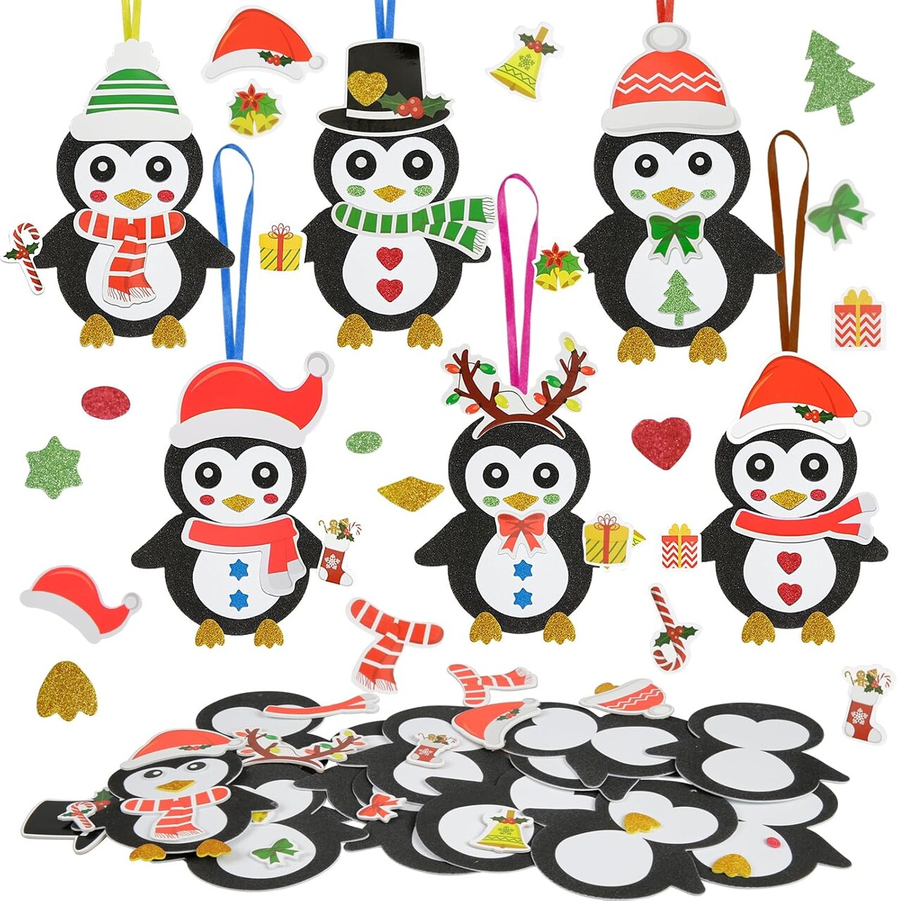 12 Pack Penguin Crafts for Kids Make You Own Penguin Foam Christmas Ornaments DIY Arts and Crafts for Kids Girls Boys Chirstmas Party Supplies Winter Xmas Tree Decoration